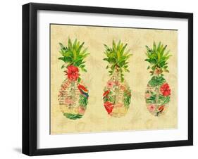 Triple Tropical Pineapple Collage-Julie DeRice-Framed Art Print
