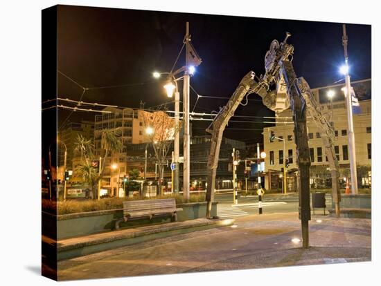 Tripod and Movie Camera Sculpture, at Night, Reflecting the Growing Film Industry, in Wellington-Don Smith-Stretched Canvas