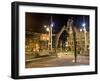 Tripod and Movie Camera Sculpture, at Night, Reflecting the Growing Film Industry, in Wellington-Don Smith-Framed Photographic Print