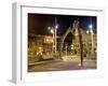 Tripod and Movie Camera Sculpture, at Night, Reflecting the Growing Film Industry, in Wellington-Don Smith-Framed Photographic Print