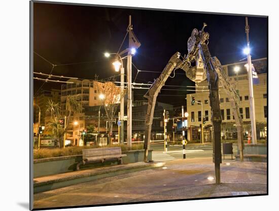 Tripod and Movie Camera Sculpture, at Night, Reflecting the Growing Film Industry, in Wellington-Don Smith-Mounted Photographic Print
