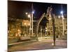 Tripod and Movie Camera Sculpture, at Night, Reflecting the Growing Film Industry, in Wellington-Don Smith-Mounted Photographic Print