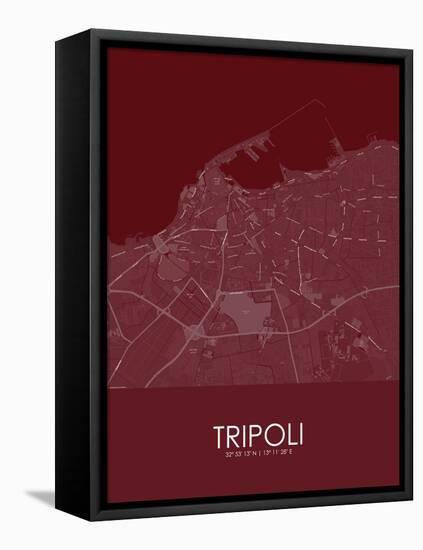 Tripoli, Libya Red Map-null-Framed Stretched Canvas