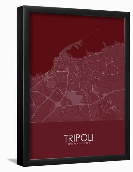 Tripoli, Libya Red Map-null-Framed Poster
