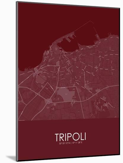 Tripoli, Libya Red Map-null-Mounted Poster