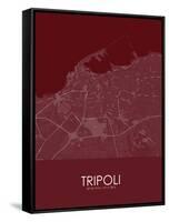 Tripoli, Libya Red Map-null-Framed Stretched Canvas