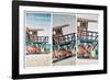 Triptych Collection - Beach Scene with a Life Guard Station - Miami Beach - Florida-Philippe Hugonnard-Framed Photographic Print