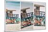 Triptych Collection - Beach Scene with a Life Guard Station - Miami Beach - Florida-Philippe Hugonnard-Mounted Photographic Print