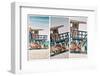 Triptych Collection - Beach Scene with a Life Guard Station - Miami Beach - Florida-Philippe Hugonnard-Framed Photographic Print