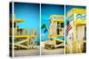 Triptych Collection - Boardwalk on the Beach - Miami - Florida - United States-Philippe Hugonnard-Stretched Canvas