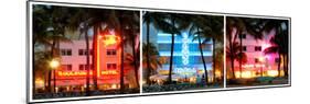 Triptych Collection - Buildings Lit Up at Dusk - Ocean Drive - Miami Beach-Philippe Hugonnard-Mounted Photographic Print