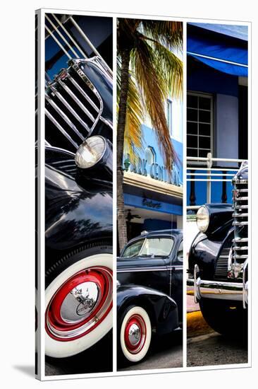 Triptych Collection - Classic Antique Car of Art Deco District - Ocean Drive - Miami Beach-Philippe Hugonnard-Stretched Canvas