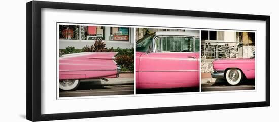 Triptych Collection - Classic Pink Cars of South Beach - Miami - Florida-Philippe Hugonnard-Framed Photographic Print