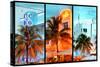 Triptych Collection - Colorful Ocean Drive - South Beach - Miami Beach Art Deco Distric - Florida-Philippe Hugonnard-Stretched Canvas