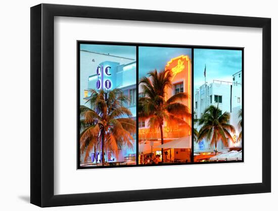 Triptych Collection - Colorful Ocean Drive - South Beach - Miami Beach Art Deco Distric - Florida-Philippe Hugonnard-Framed Photographic Print