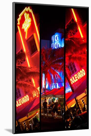 Triptych Collection - Colorful Street Life at Night - Ocean Drive - Miami-Philippe Hugonnard-Mounted Photographic Print