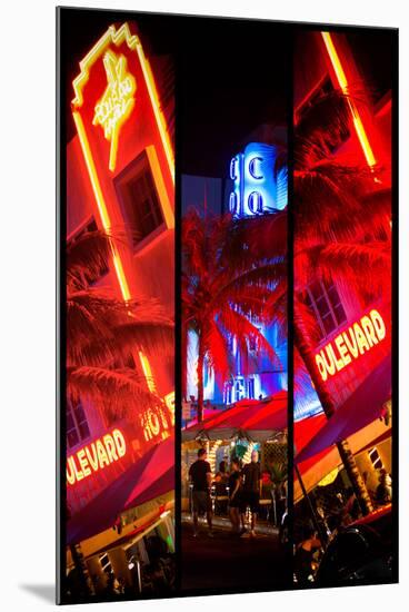 Triptych Collection - Colorful Street Life at Night - Ocean Drive - Miami-Philippe Hugonnard-Mounted Premium Photographic Print