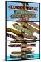 Triptych Collection - Destination Signs - Key West - Florida-Philippe Hugonnard-Mounted Photographic Print