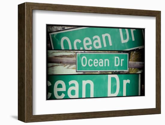 Triptych Collection - Ocean Drive Sign - Miami Beach - Florida - USA-Philippe Hugonnard-Framed Photographic Print