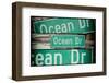 Triptych Collection - Ocean Drive Sign - Miami Beach - Florida - USA-Philippe Hugonnard-Framed Photographic Print