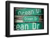 Triptych Collection - Ocean Drive Sign - Miami Beach - Florida - USA-Philippe Hugonnard-Framed Photographic Print