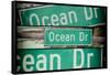 Triptych Collection - Ocean Drive Sign - Miami Beach - Florida - USA-Philippe Hugonnard-Framed Stretched Canvas