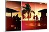 Triptych Collection - Silhouette of Life Guard Station at Sunset - Miami-Philippe Hugonnard-Stretched Canvas