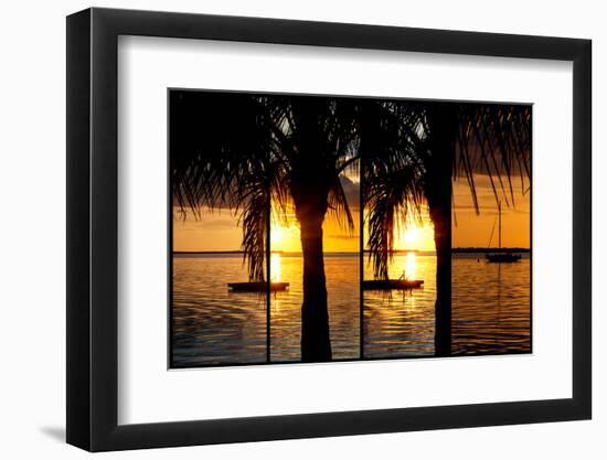 Triptych Collection - Sunset Landscape with Yacht and Floating Platform - Miami - Florida-Philippe Hugonnard-Framed Photographic Print