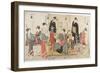 Triptych of Cooling Off in the Evening at Shijo Riverbank, 1784-Torii Kiyonaga-Framed Giclee Print