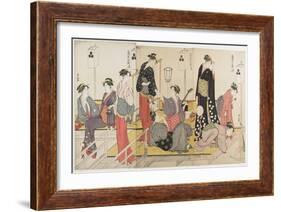 Triptych of Cooling Off in the Evening at Shijo Riverbank, 1784-Torii Kiyonaga-Framed Giclee Print