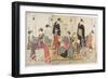 Triptych of Cooling Off in the Evening at Shijo Riverbank, 1784-Torii Kiyonaga-Framed Giclee Print