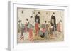 Triptych of Cooling Off in the Evening at Shijo Riverbank, 1784-Torii Kiyonaga-Framed Giclee Print