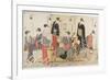 Triptych of Cooling Off in the Evening at Shijo Riverbank, 1784-Torii Kiyonaga-Framed Giclee Print