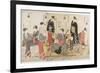 Triptych of Cooling Off in the Evening at Shijo Riverbank, 1784-Torii Kiyonaga-Framed Giclee Print