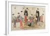 Triptych of Cooling Off in the Evening at Shijo Riverbank, 1784-Torii Kiyonaga-Framed Giclee Print