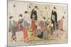 Triptych of Cooling Off in the Evening at Shijo Riverbank, 1784-Torii Kiyonaga-Mounted Giclee Print