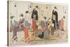 Triptych of Cooling Off in the Evening at Shijo Riverbank, 1784-Torii Kiyonaga-Stretched Canvas