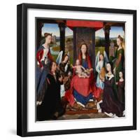 Triptych of John Donne, Central Panel: St. Mary and Child Surrounded by Saints, Angels and Donors-Hans Memling-Framed Premium Giclee Print