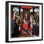 Triptych of John Donne, Central Panel: St. Mary and Child Surrounded by Saints, Angels and Donors-Hans Memling-Framed Premium Giclee Print