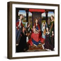 Triptych of John Donne, Central Panel: St. Mary and Child Surrounded by Saints, Angels and Donors-Hans Memling-Framed Giclee Print