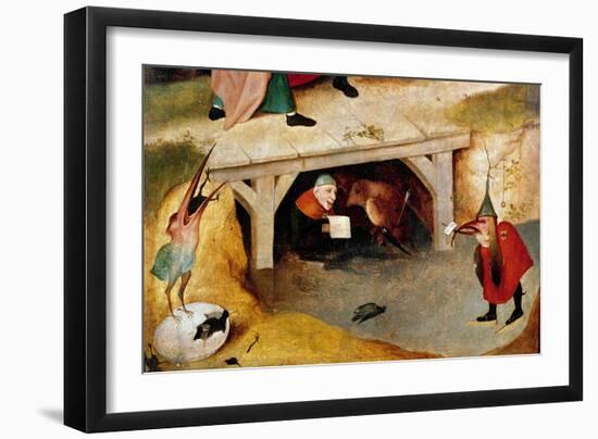 Triptych of Temptations, Detail. Left Side: the Flight and Fall of Saint Anthony the Great (Or Sain-Hieronymus Bosch-Framed Giclee Print