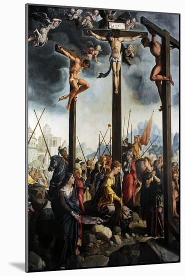 Triptych of the Crucifixion, 1535, by Jan Van Scorel (1495-1562). Netherlands-Jan van Scorel-Mounted Giclee Print