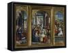 Triptych of the Nativity, the Adoration of the Magi and Jesus Christ's Tomb, 1523-Defendente Ferrari-Framed Stretched Canvas