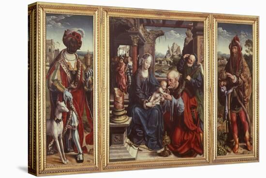 Triptych with Adoration of Magi, 1515-1520-Joos Van Cleve-Stretched Canvas