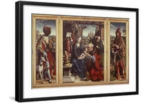 Triptych with Adoration of Magi, 1515-1520-Joos Van Cleve-Framed Giclee Print