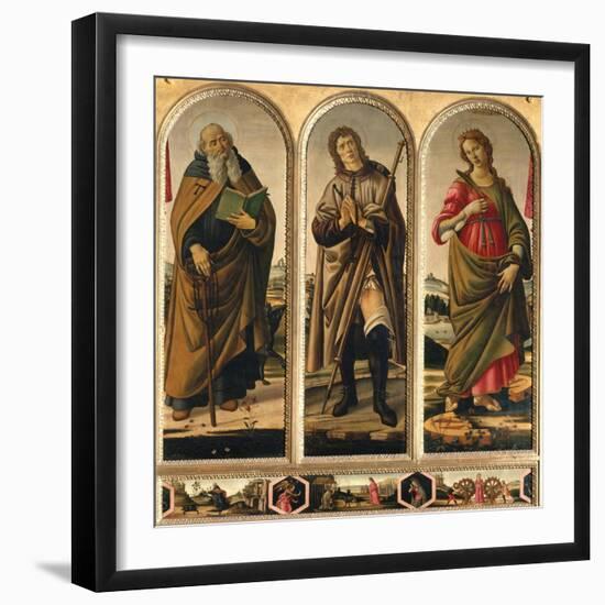 Triptych with St. Anthony Abbot, St. Roch, and St. Catherine of Alexandria-Sandro Botticelli-Framed Giclee Print