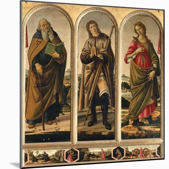 Triptych with St. Anthony Abbot, St. Roch, and St. Catherine of Alexandria-Sandro Botticelli-Mounted Giclee Print
