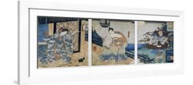 Triptych with the Adventures of Coxinga/ Watonai by Hachiman Taro Yoshiie-Kuniyoshi Utagawa-Framed Giclee Print