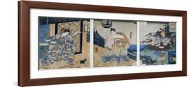 Triptych with the Adventures of Coxinga/ Watonai by Hachiman Taro Yoshiie-Kuniyoshi Utagawa-Framed Giclee Print