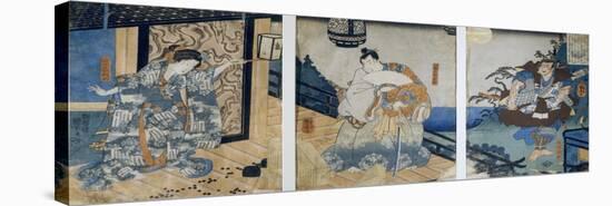 Triptych with the Adventures of Coxinga/ Watonai by Hachiman Taro Yoshiie-Kuniyoshi Utagawa-Stretched Canvas